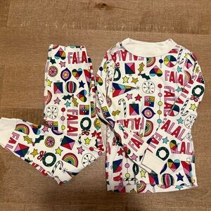 Hanna Andersson White Pajama Set with Colorful Print